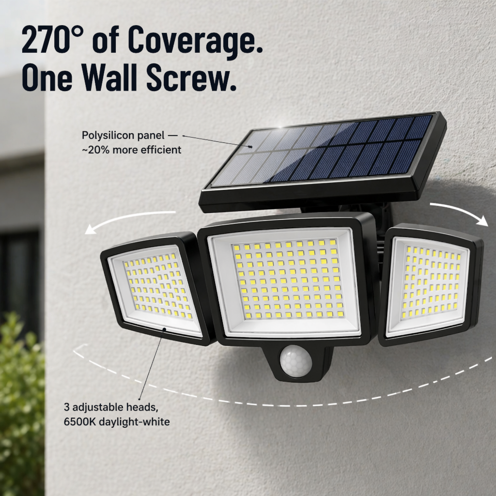 LumaRay™ — Flood Every Dark Corner With 270° of Motion-Sensing Solar Light