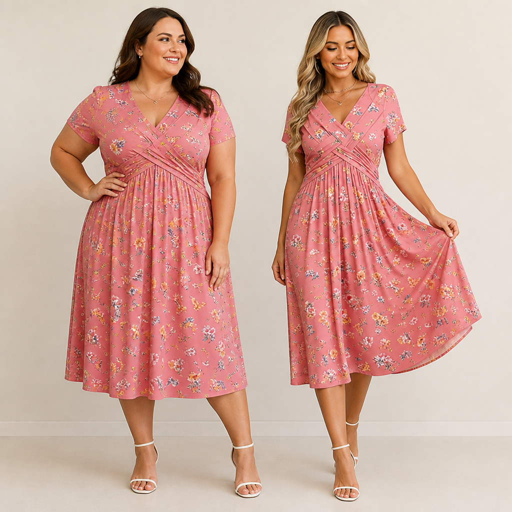 VivaLuxe™ Floral Twist Dress — Sculpt Your Curves and Radiate Confidence All Day Long