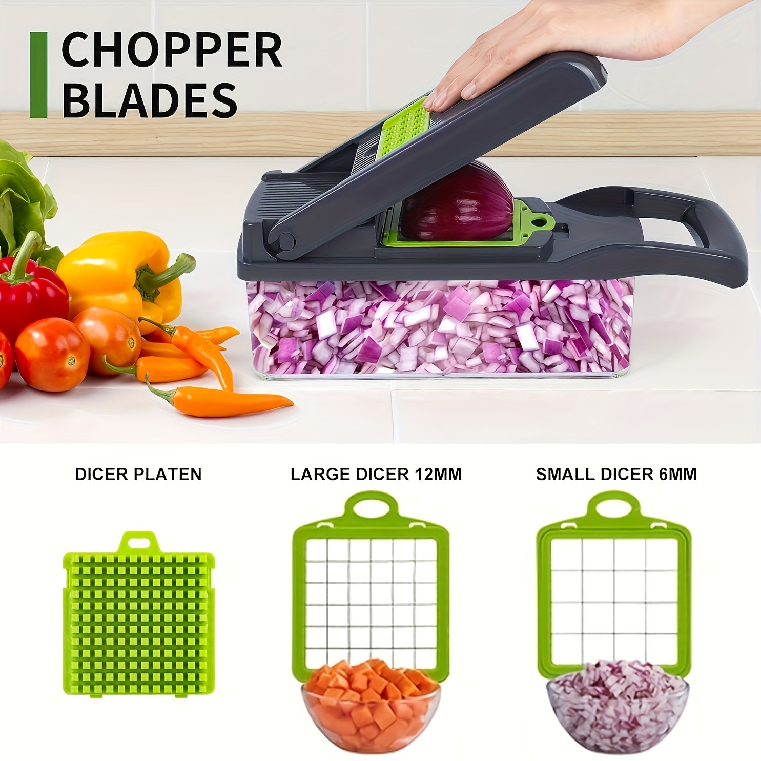 16-in-1 Multi-Functional Vegetable Chopper with Collecting Container