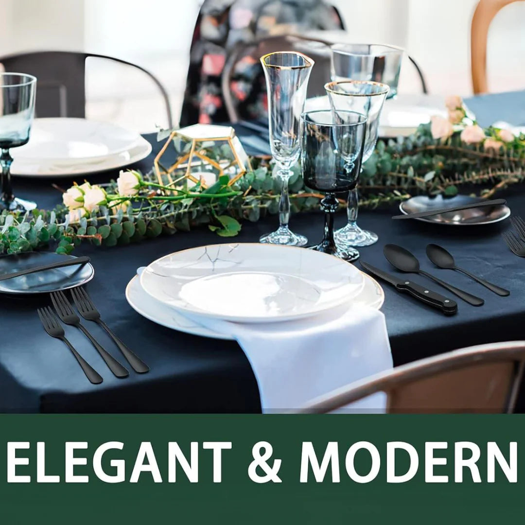 Matte Black Tableware Set - Elegant Organization for Every Dinner