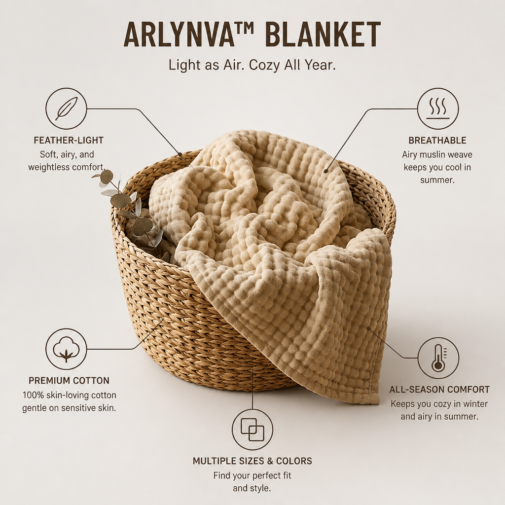 Arlynva™ Blanket — Feel Weightless Comfort That Keeps You Perfectly Cozy All Year