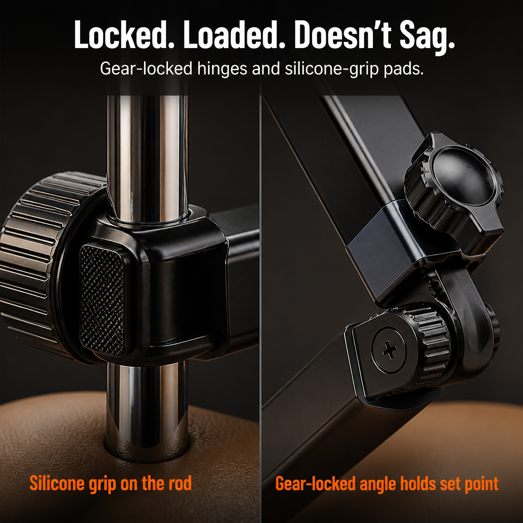 RoadEase™ — Mount Your Tablet Dead-Center Between Both Headrests for Strain-Free Backseat Viewing