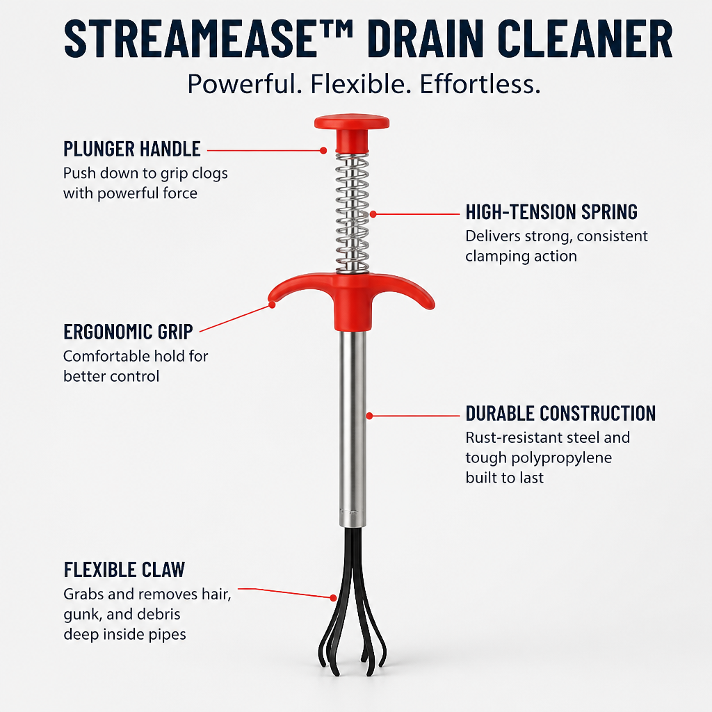 StreamEase™ — Effortless Power to Banish Clogs and Restore Flow Instantly