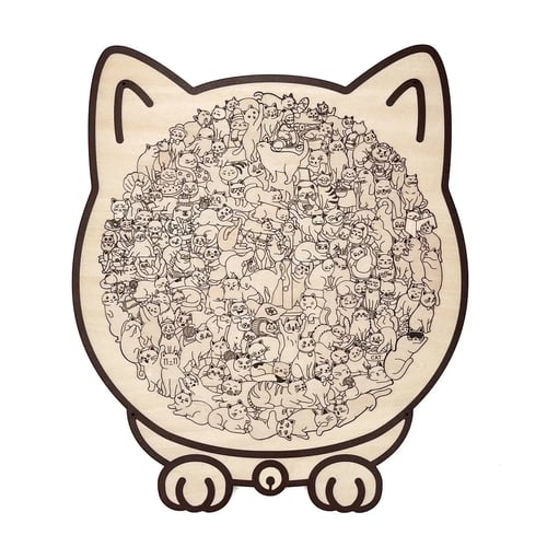 Calming Wooden Puzzle for Cat Lovers