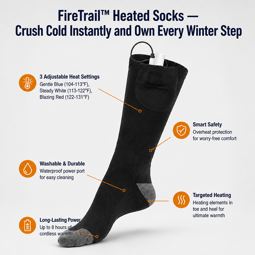 FireTrail™ Heated Socks — Crush Cold Instantly and Own Every Winter Step