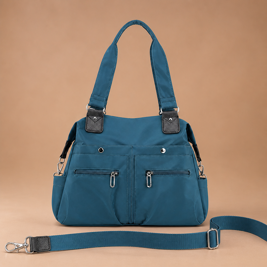 VeroStride™ – Soft Nylon Shoulder Bag with Detachable Crossbody Strap