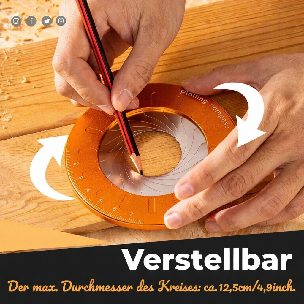 Drawing | Flexible Compass & Circular Ruler | Accurate Circles up to 12.5 cm | PrecisionPro