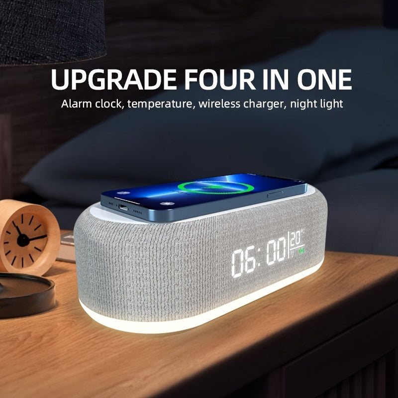 Wireless Charging Station with Alarm Clock and Temperature Display
