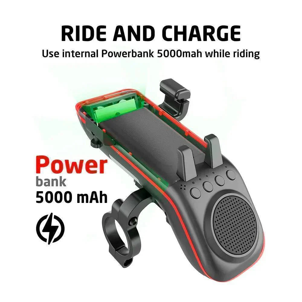 10-in-1 Bike Light Featuring Bluetooth Speaker and Smartphone Holder
