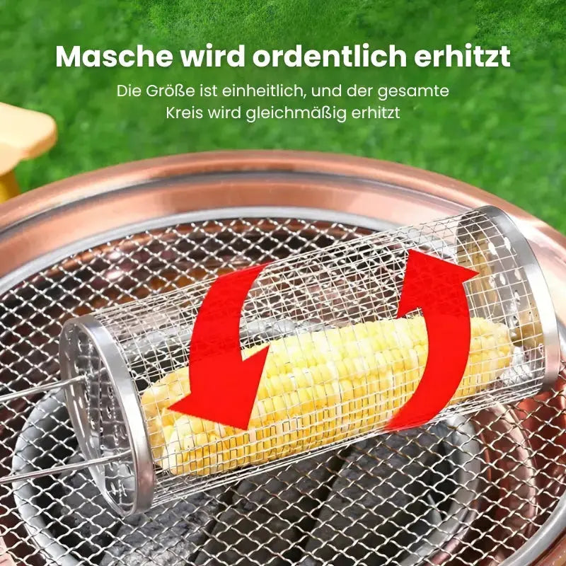 Stainless Metal Grill Basket | Rolling Tray | Suitable for Small Grill Items | GrillRoll