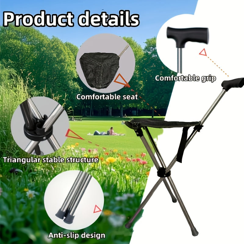 Walking Cane with Seat - 2-in-1 Design