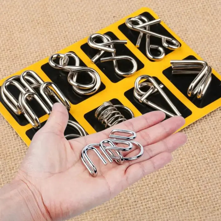 Interlocking Metal Puzzle Collection — Ideal for Christmas & Game Nights 8-Piece Set