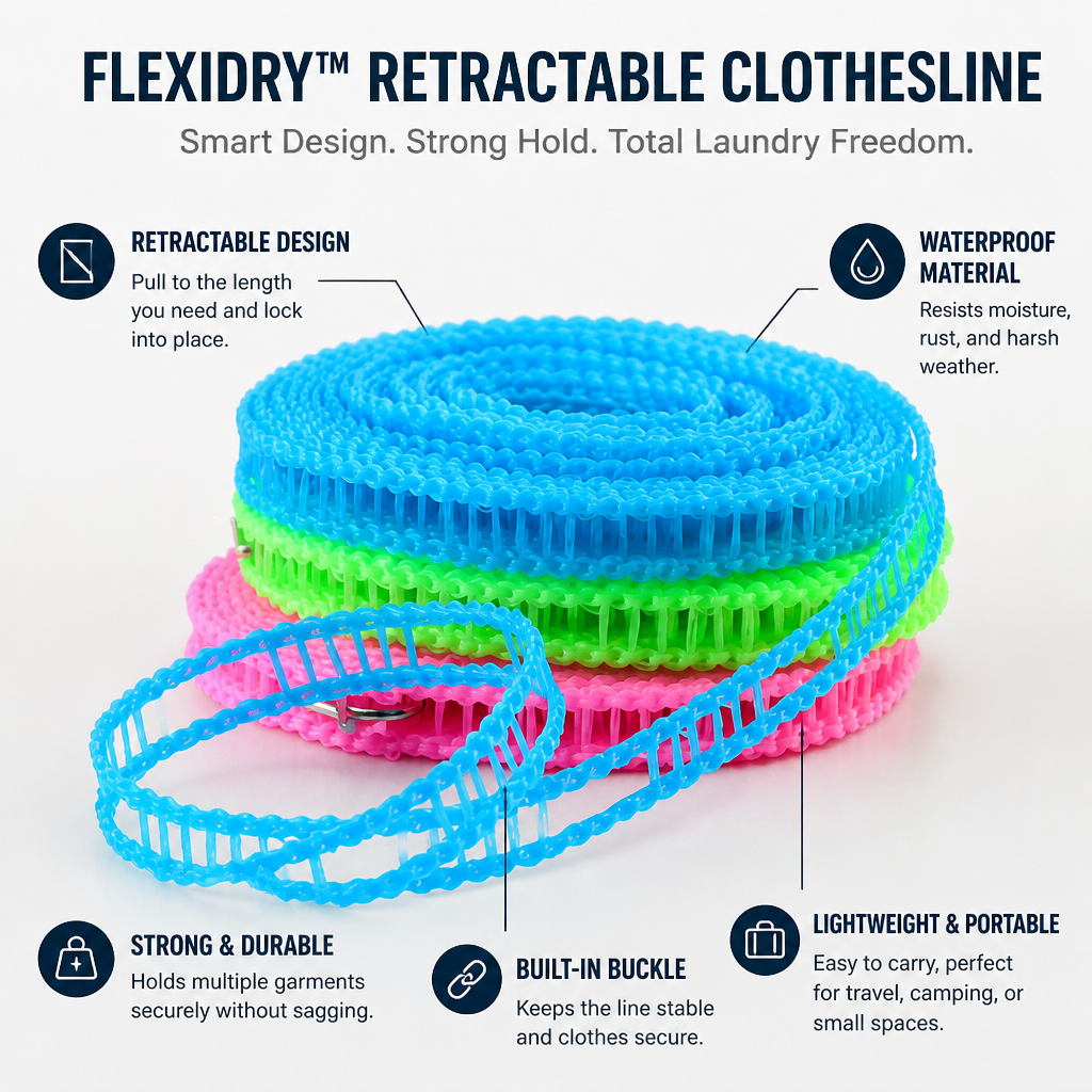 FlexiDry™ — Effortless Laundry Freedom That Saves Space and Time