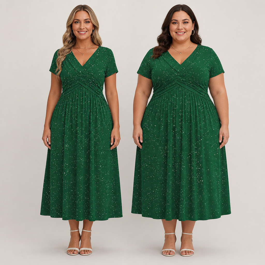 LuminaCurve™ Twisted V-Neck Dress — Own Every Curve with Effortless Elegance and Hidden Freedom