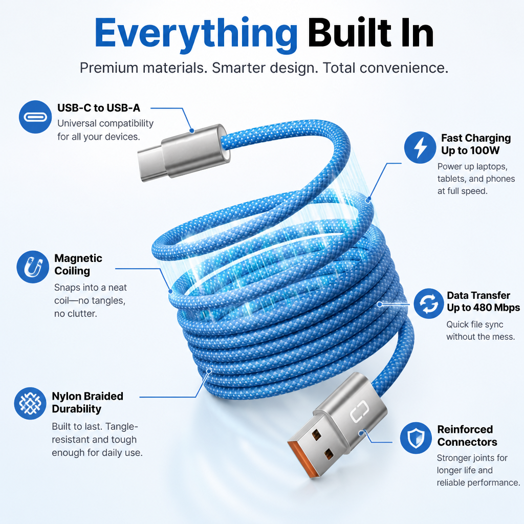 AeroMag™ — Charge Faster, Stay Tangle-Free, and Own Your Space Instantly