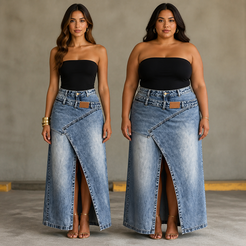 SuraDenim™ Maxi Skirt — Command Every Room with Effortless, Head-Turning Confidence