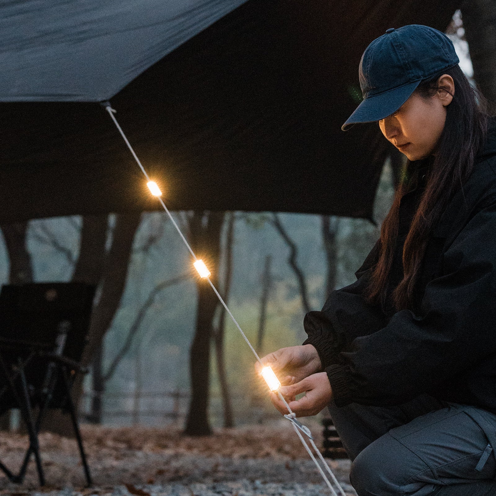 Rechargeable Camping Rope Light Kit with Clips, Type-C Charging