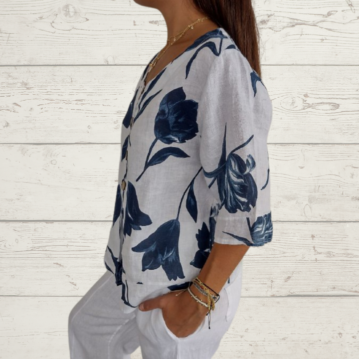 ZephyraLuxe™ Linen V-Neck Top — Stay Cool, Fresh, and Flawlessly Confident All Day