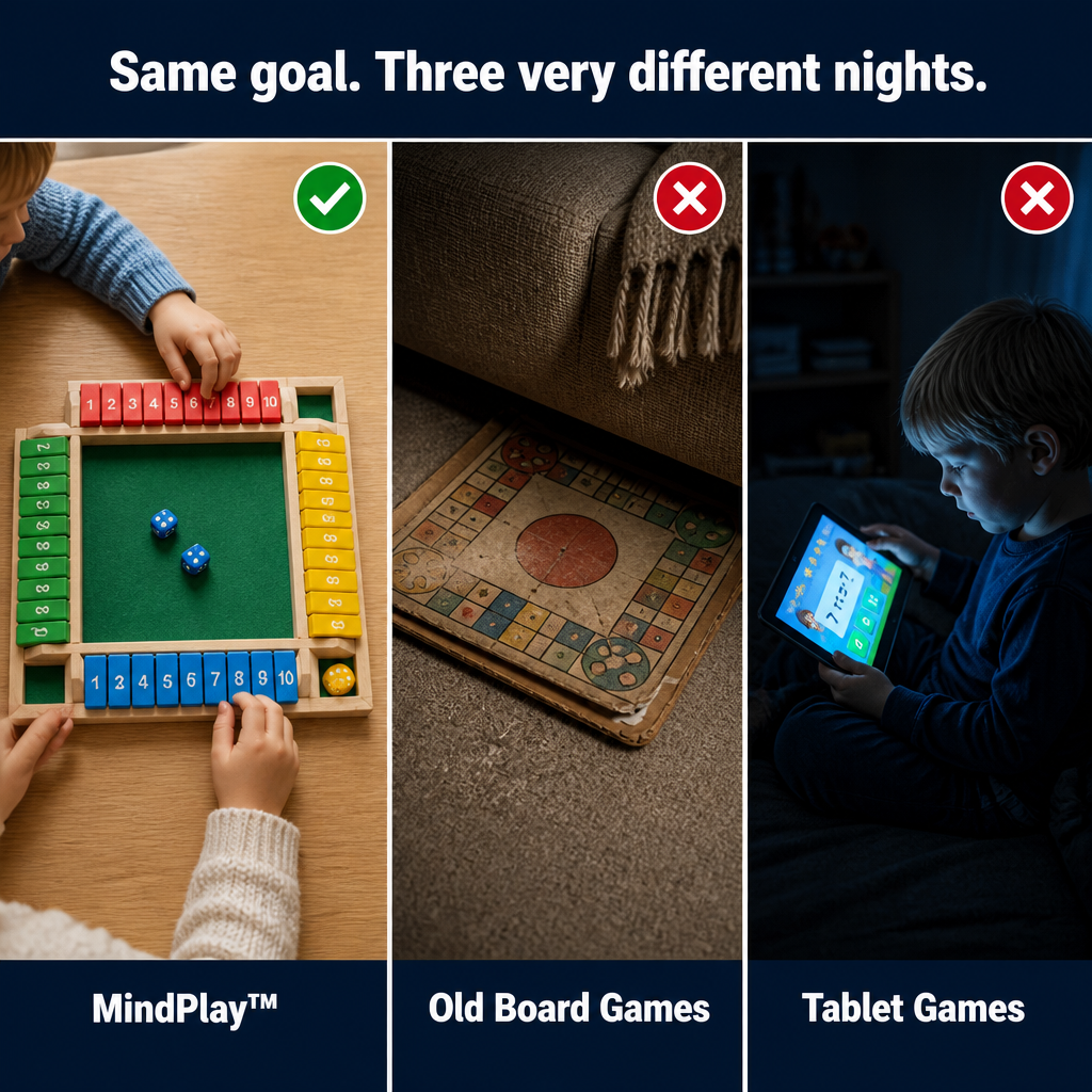 MindPlay™ — Trade Screen Time For Real Family Laughs With Wooden Dice