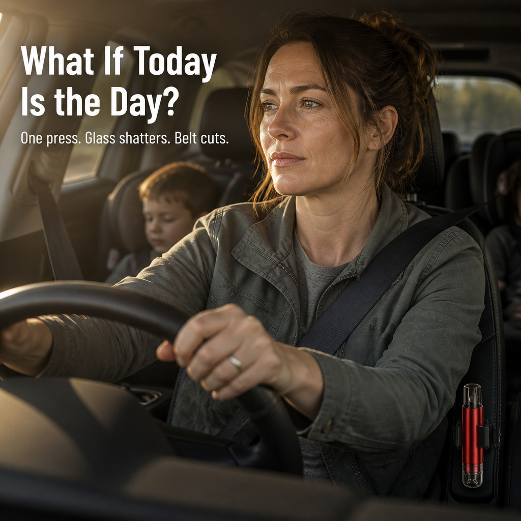 VeroGuard™ — Press Once to Shatter Glass and Cut Your Seatbelt Free