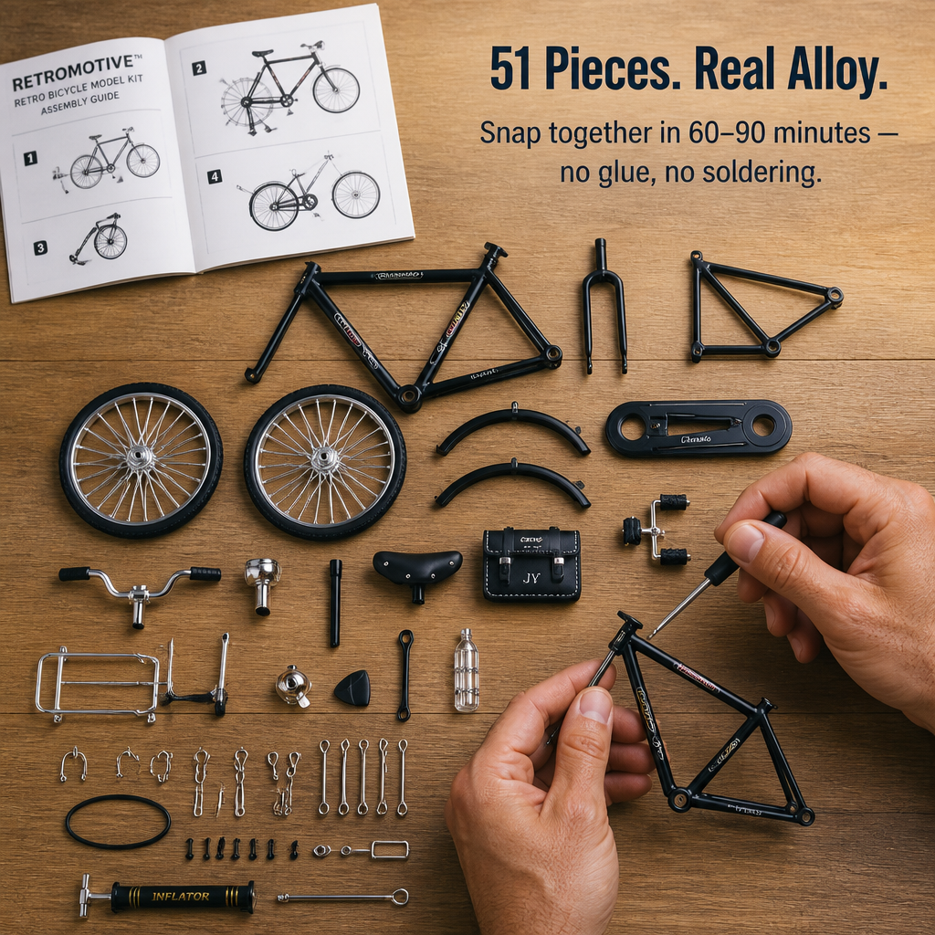RetroMotive™ — Build a Working 1:10 Vintage Bicycle From 51 Alloy Pieces