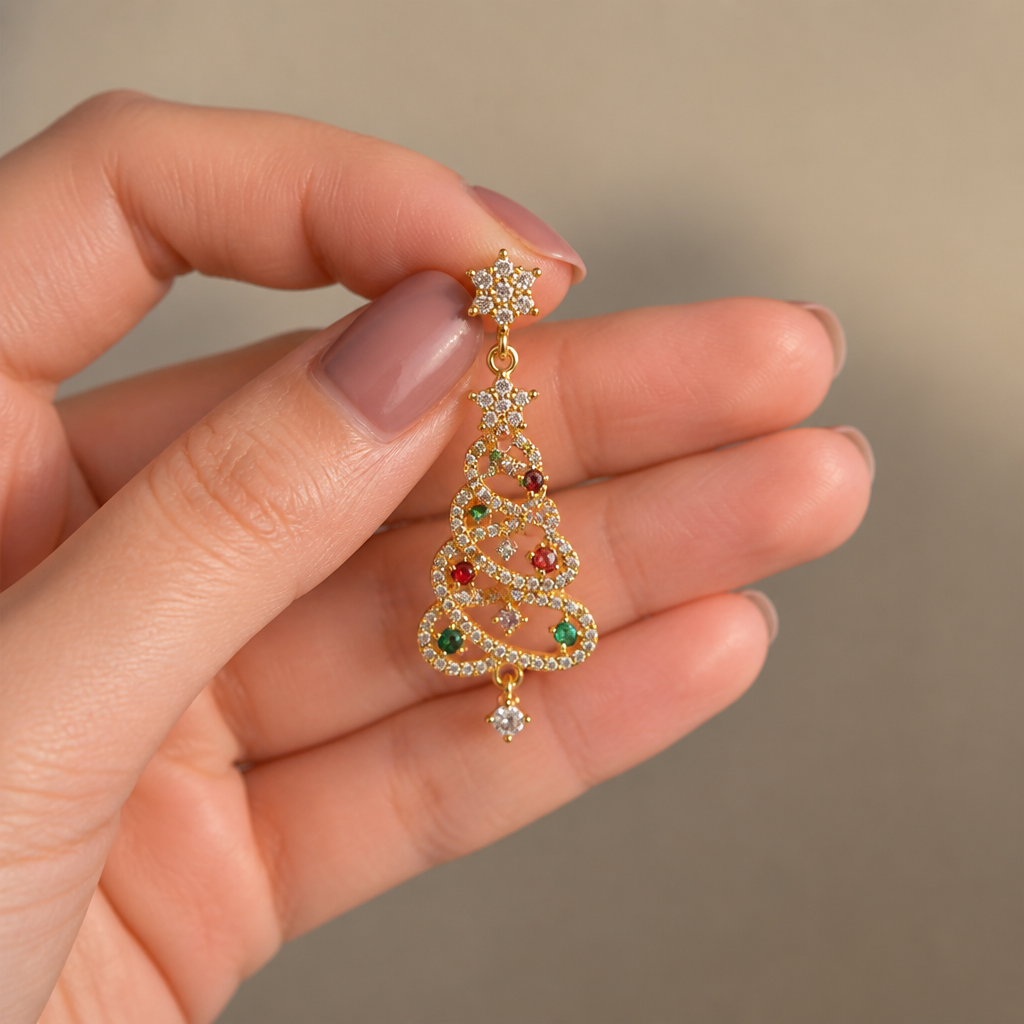 IridEssence™ – Sparkling Crystal Christmas Tree Drop Earrings