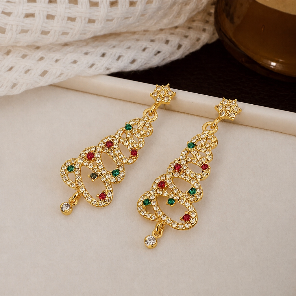 IridEssence™ – Sparkling Crystal Christmas Tree Drop Earrings