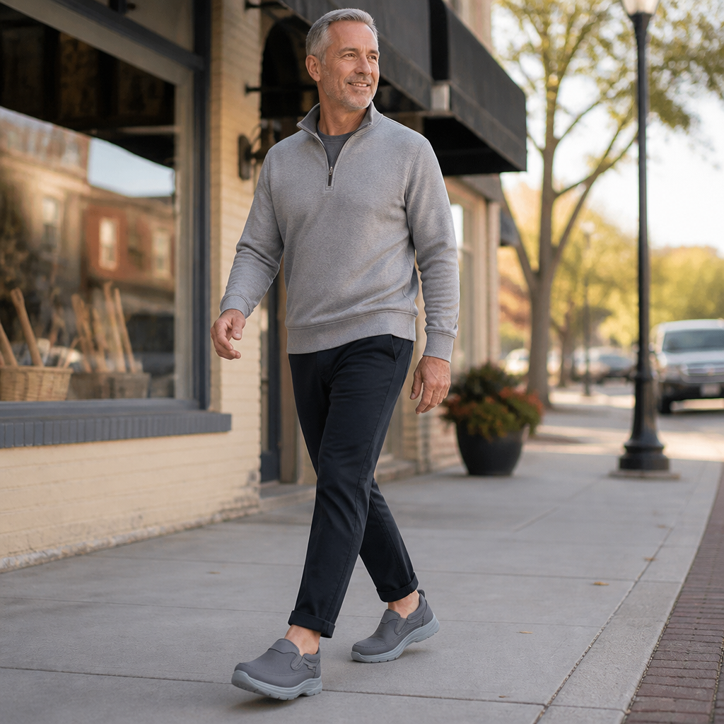 StrideEase™ – Cushioned Slip-On Walking Shoes with Breathable Mesh Upper