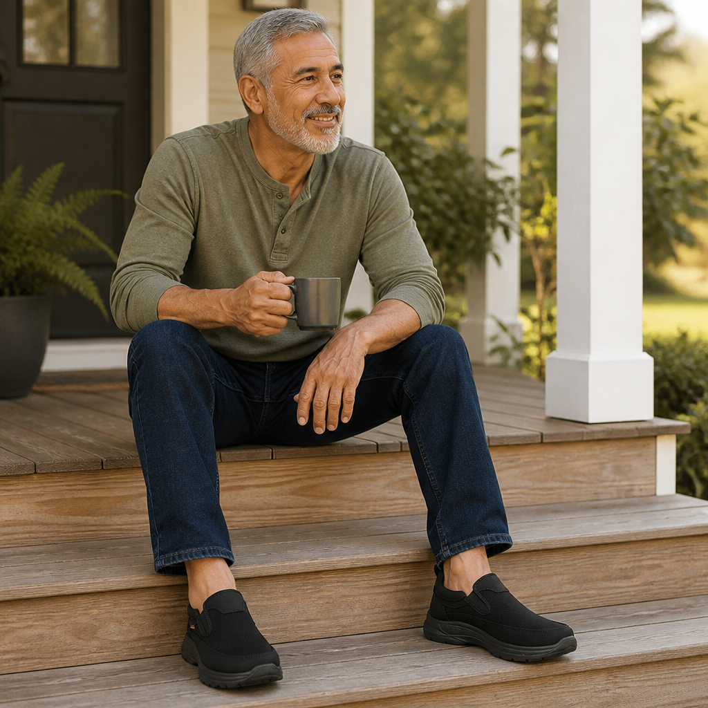 StrideEase™ – Cushioned Slip-On Walking Shoes with Breathable Mesh Upper