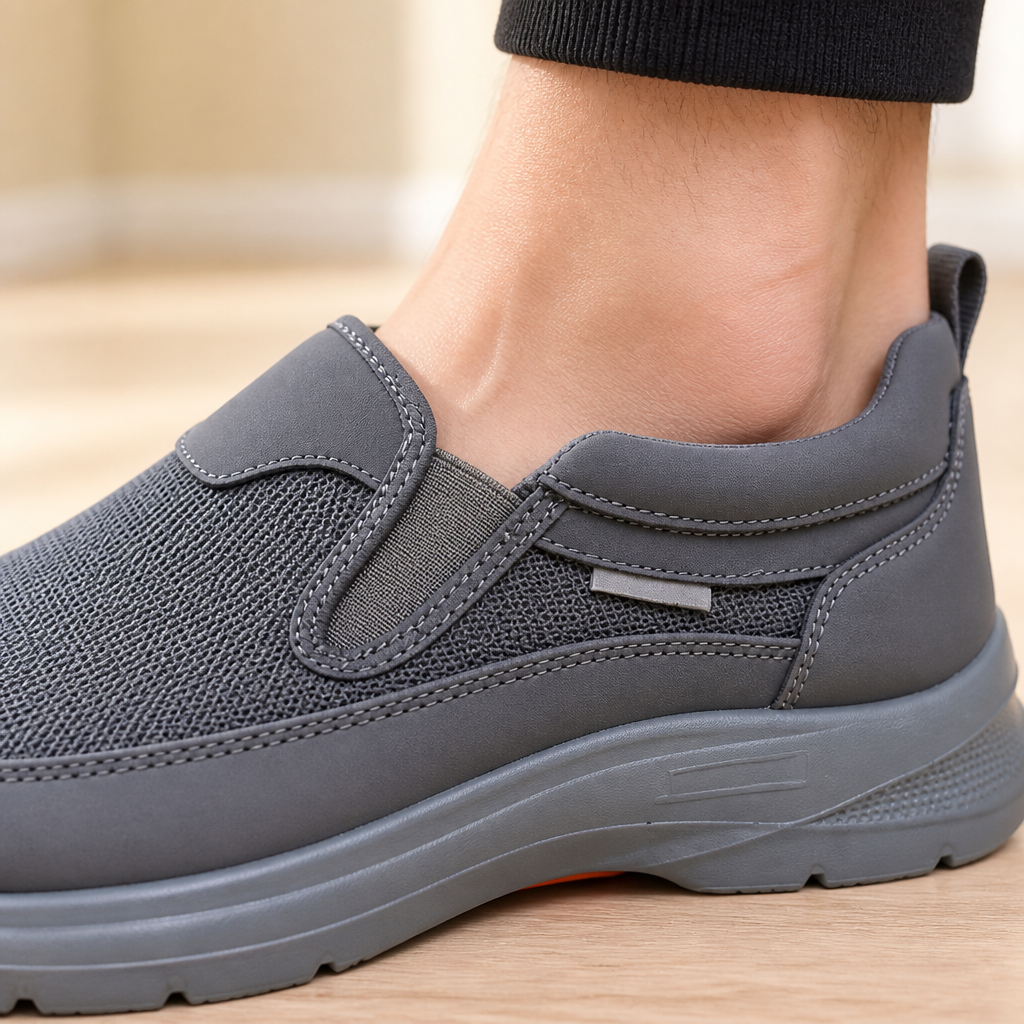 StrideEase™ – Cushioned Slip-On Walking Shoes with Breathable Mesh Upper