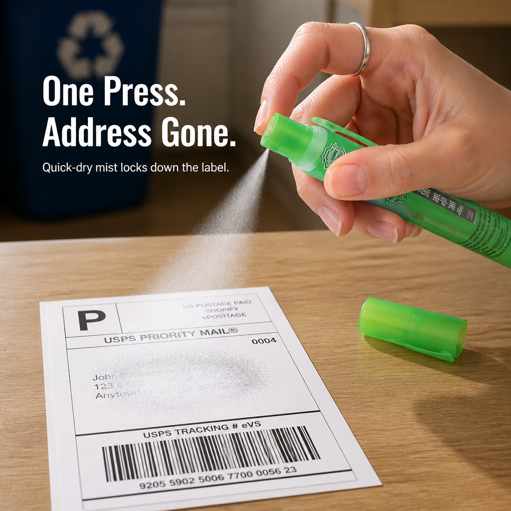 ShieldMark™ — Spray Names, Addresses & Barcodes Off Any Shipping Label