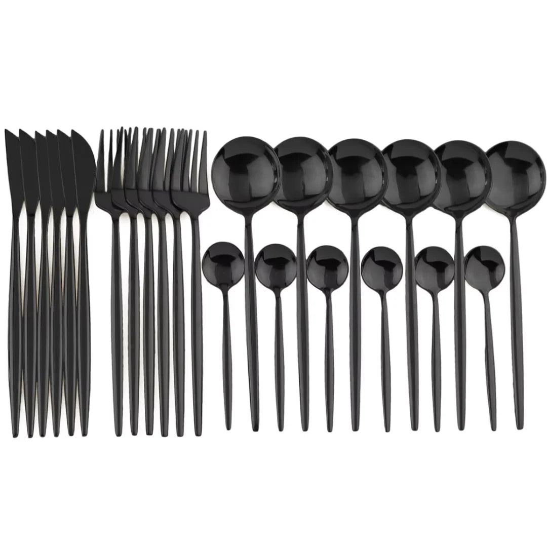 Matte Black Tableware Set - Elegant Organization for Every Dinner