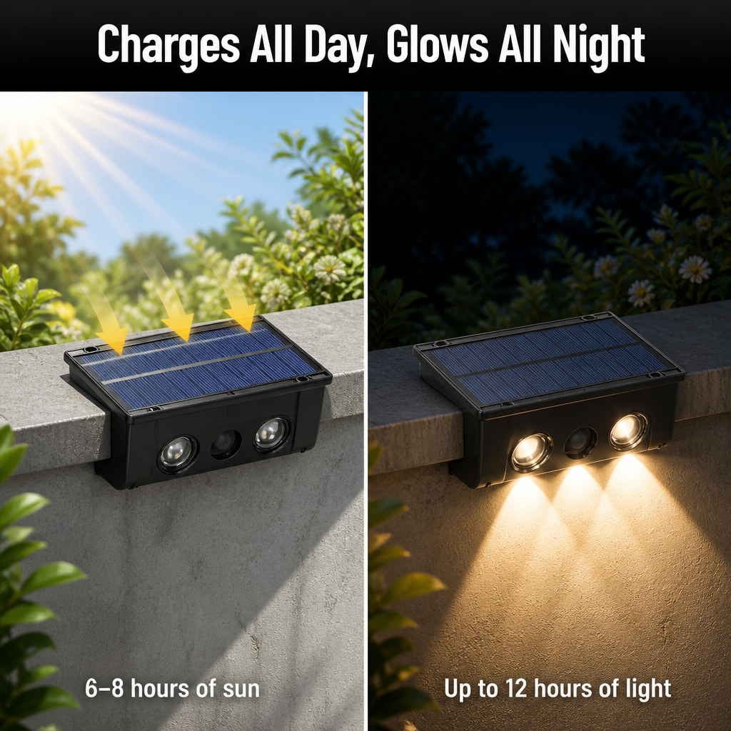 LumaRay™ Warm White Solar Fence Lights — Illuminate Your Nights with Effortless Warmth and Lasting Peace of Mind