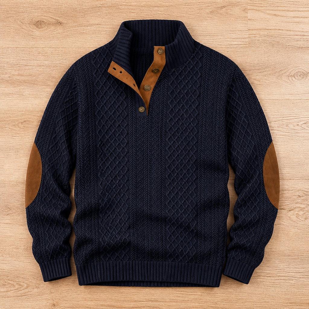 VeroLux™ Jacquard Collar Sweater — Command Every Room with Rugged Comfort and Sharp Style