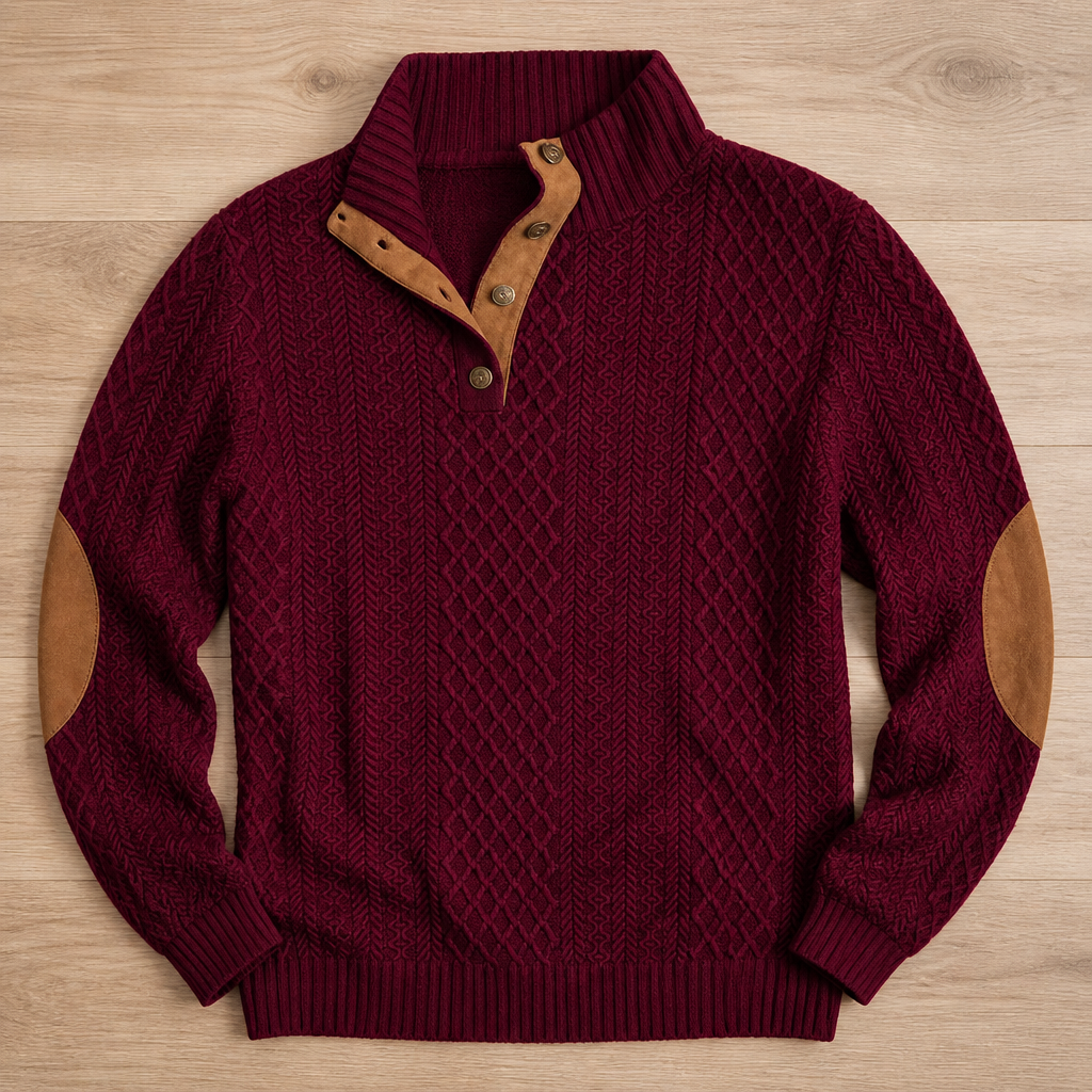 VeroLux™ Jacquard Collar Sweater — Command Every Room with Rugged Comfort and Sharp Style