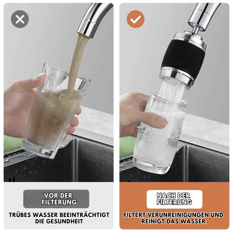 360° rotatable splash-proof faucet attachment – Easy and clean rinsing