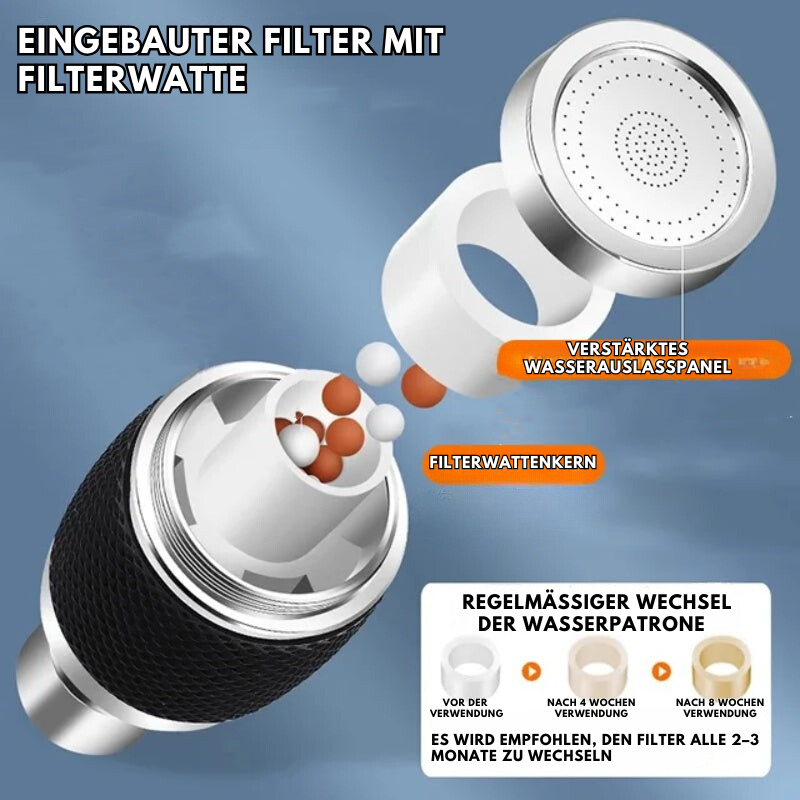 360° rotatable splash-proof faucet attachment – Easy and clean rinsing