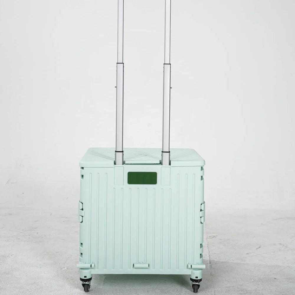 Folding Storage Bin on Wheels for Stairs or Smooth Surfaces