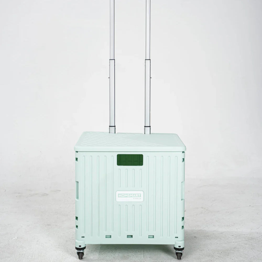 Folding Storage Bin on Wheels for Stairs or Smooth Surfaces