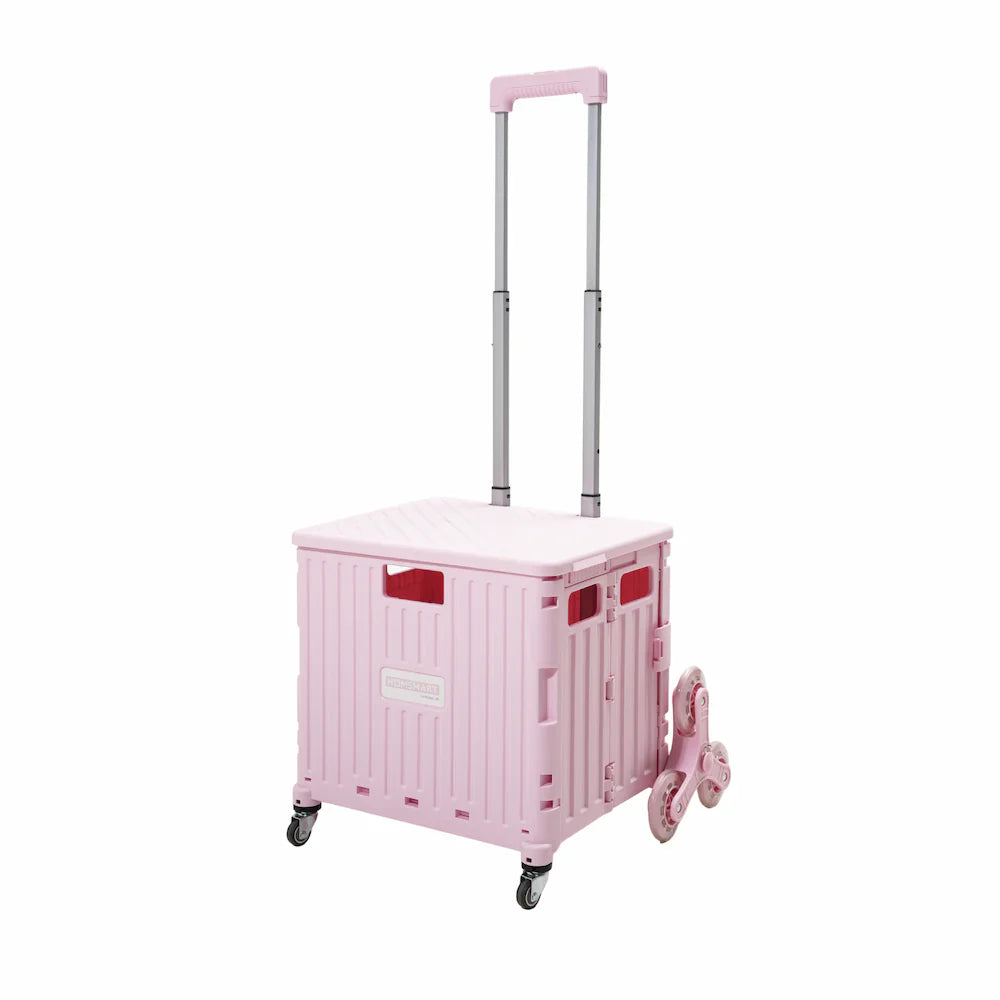 Folding Storage Bin on Wheels for Stairs or Smooth Surfaces