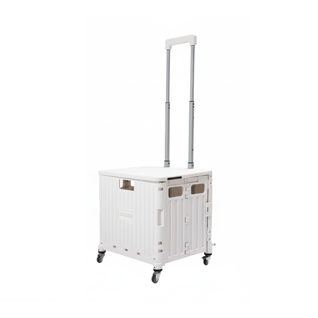 Folding Storage Bin on Wheels for Stairs or Smooth Surfaces