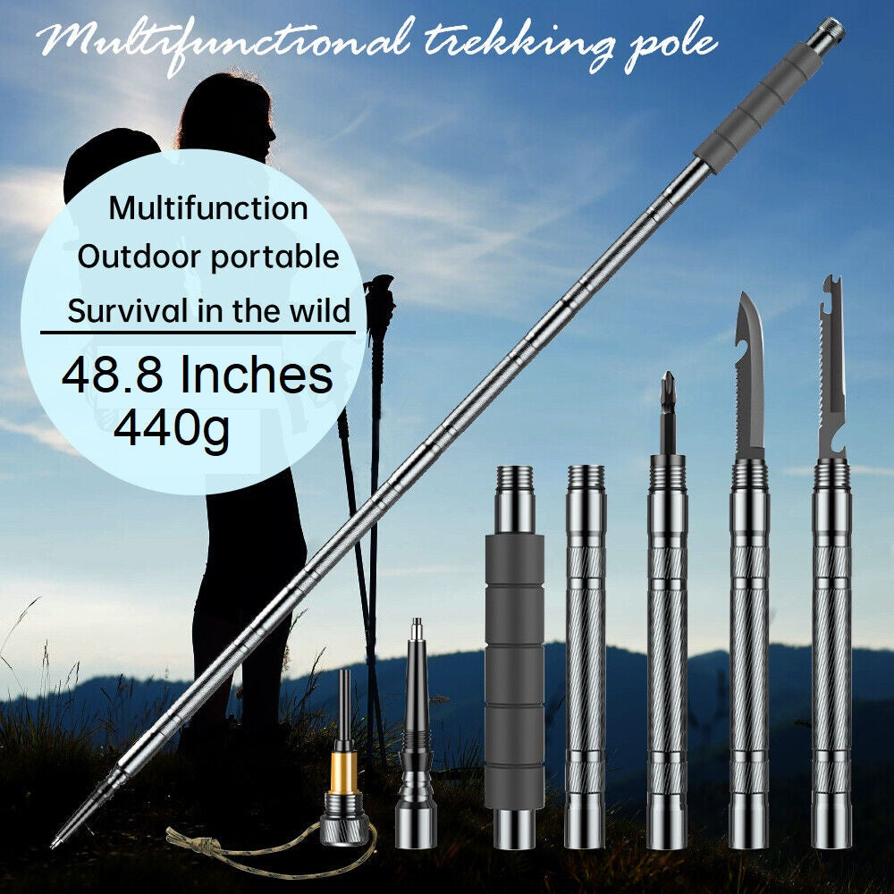 Multi-Tool Kit Trekking Pole for Outdoor Survival and Tactical Use