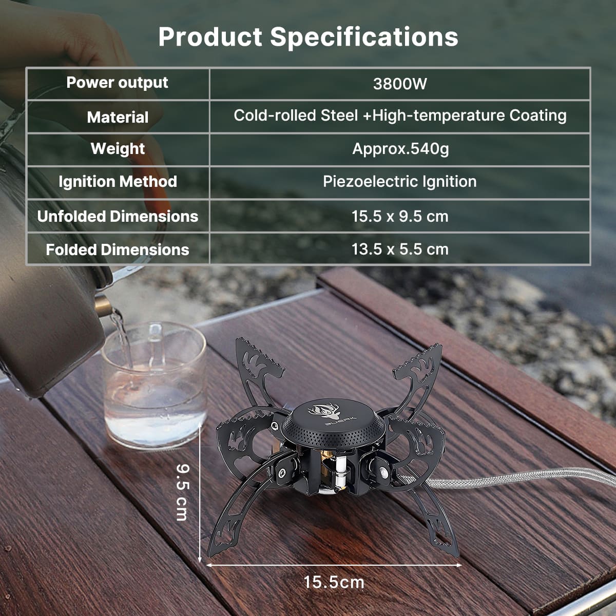 Portable Camping Burner 3800W - Compact Outdoor Stove