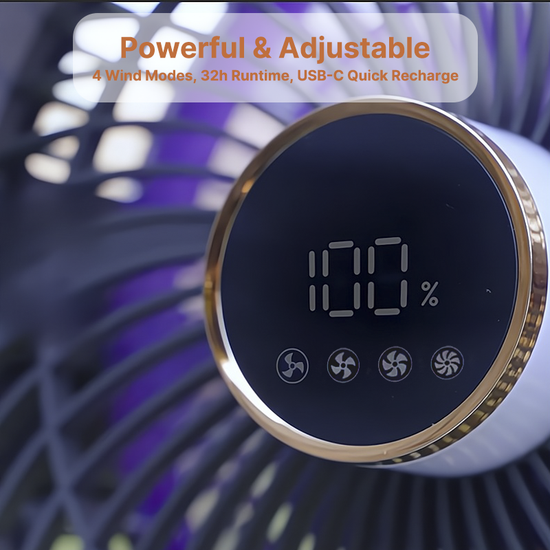 Portable Outdoor Fan with LED Lighting - 20000mAh Battery