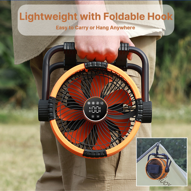 Portable Outdoor Fan with LED Lighting - 20000mAh Battery