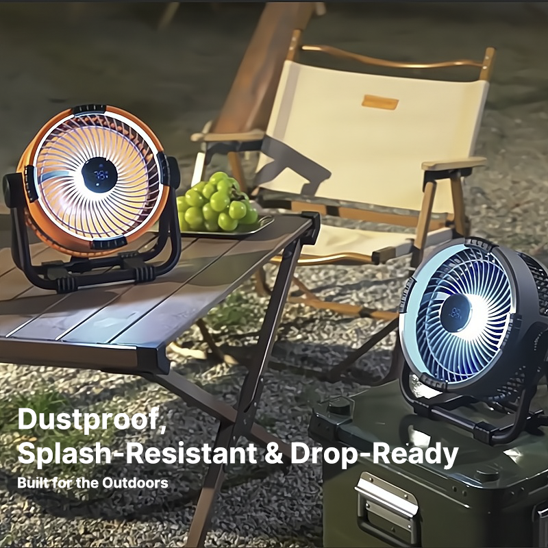 Portable Outdoor Fan with LED Lighting - 20000mAh Battery