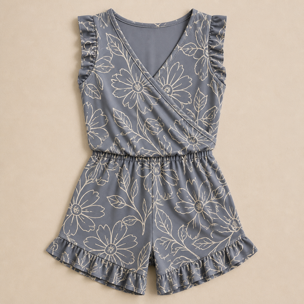 MarinaSilk™ – Ruffle Wrap-Front Nursing Swim Romper with Built-In Support