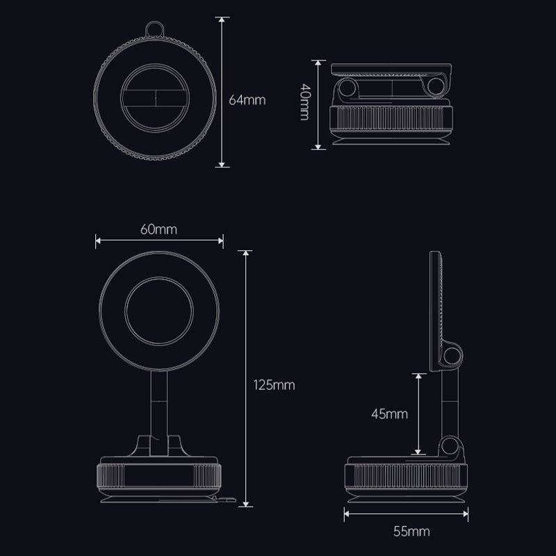 Magnetic Car Phone Mount with Vacuum Suction Power