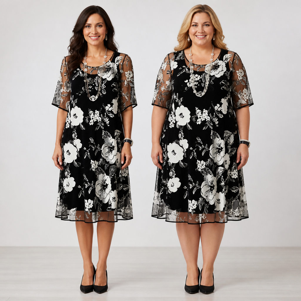 LumaLuxe™ Floral Chiffon Dress — Feel Cool, Confident, and Effortlessly Stunning All Day Long