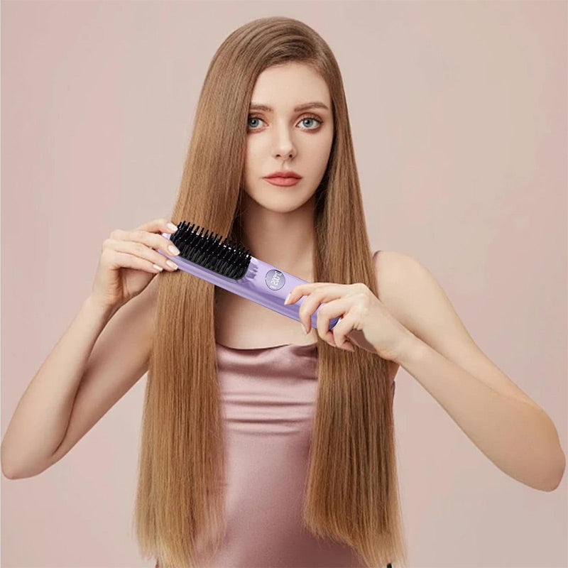Wireless Straightening Brush for Silky Shine in 5 Minutes